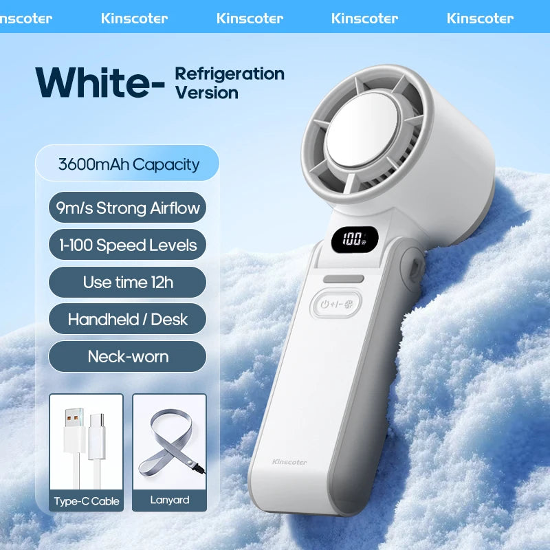 Rechargeable Handheld Fan with Optional Ice Cooling