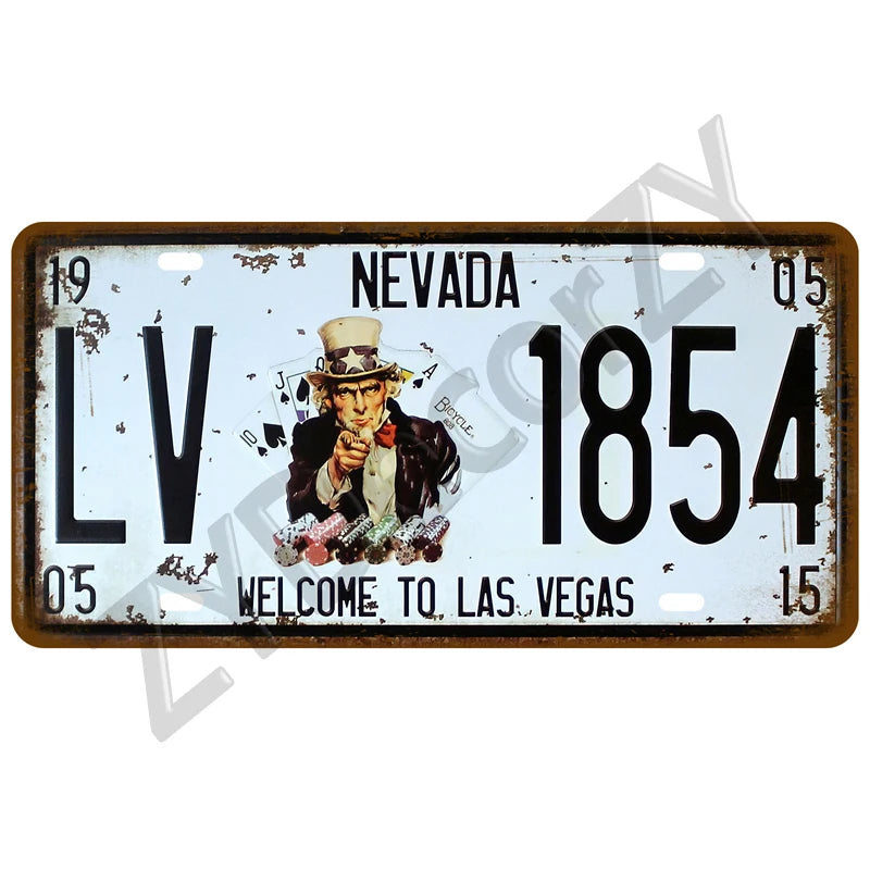 Route 66 Vintage Car Garage Tin Sign — Retro Wall Art Decor