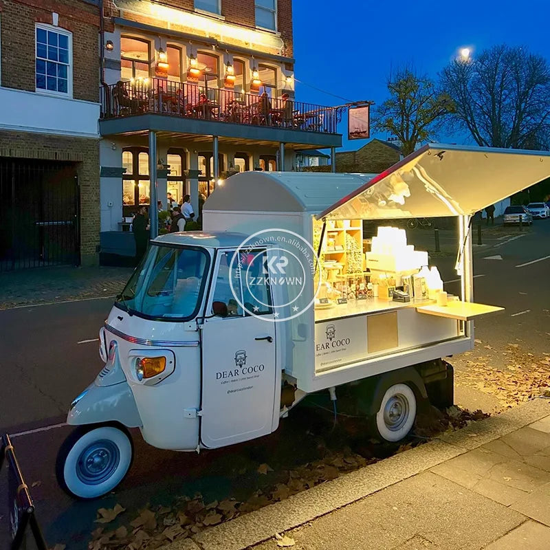 Ape Tuk Tuk Electric Food Tricycle Cart — 3-Wheel Coffee Bar & Mobile Food Truck