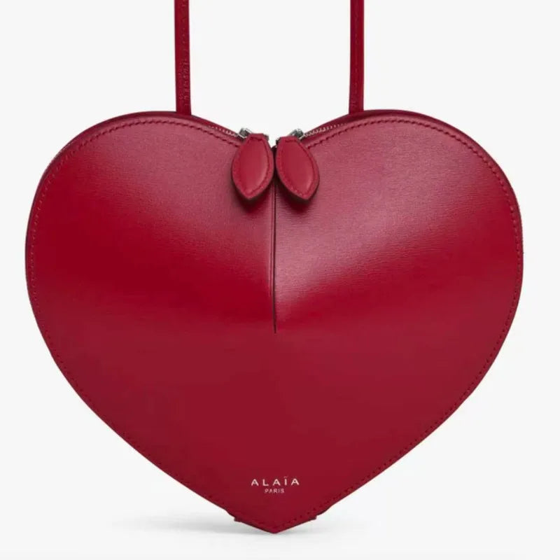Genuine Leather 3D Heart-Shaped Shoulder Bag – Niche Style Crossbody Underarm Bag for Women