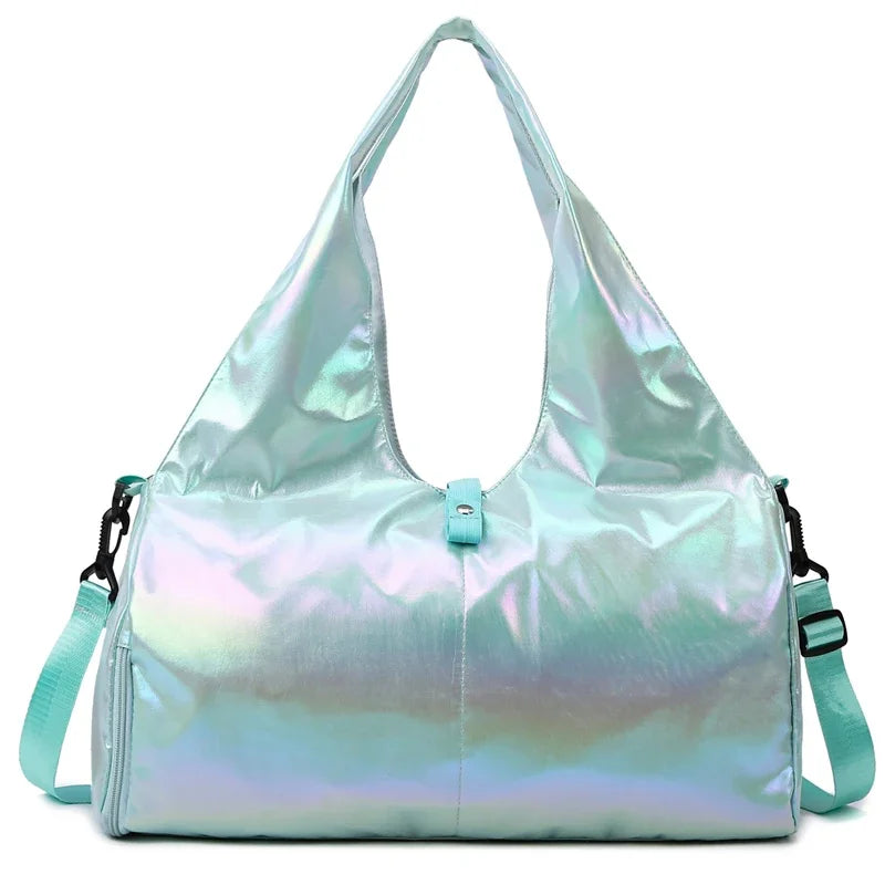 Large Capacity Gym Travel Shoulder Tote Bag – Multi-Function Ruched Cotton Handbag for Women