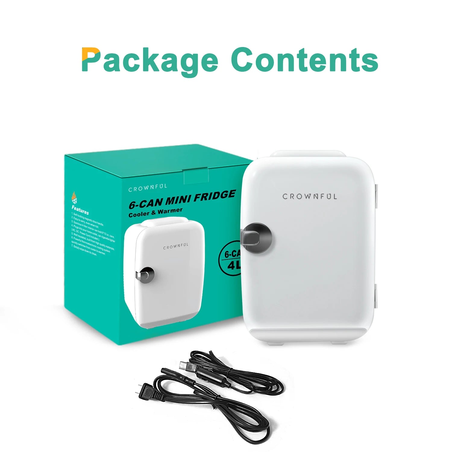 Crownful 4L Mini Multifunction Refrigerator — 120V Electric Portable Beauty Cooler & Warmer for Home, Car, Camping & Travel