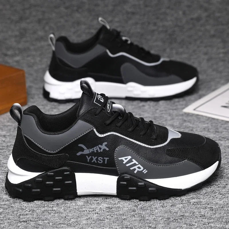 Men's Breathable Faux Leather Lace-Up Sneakers