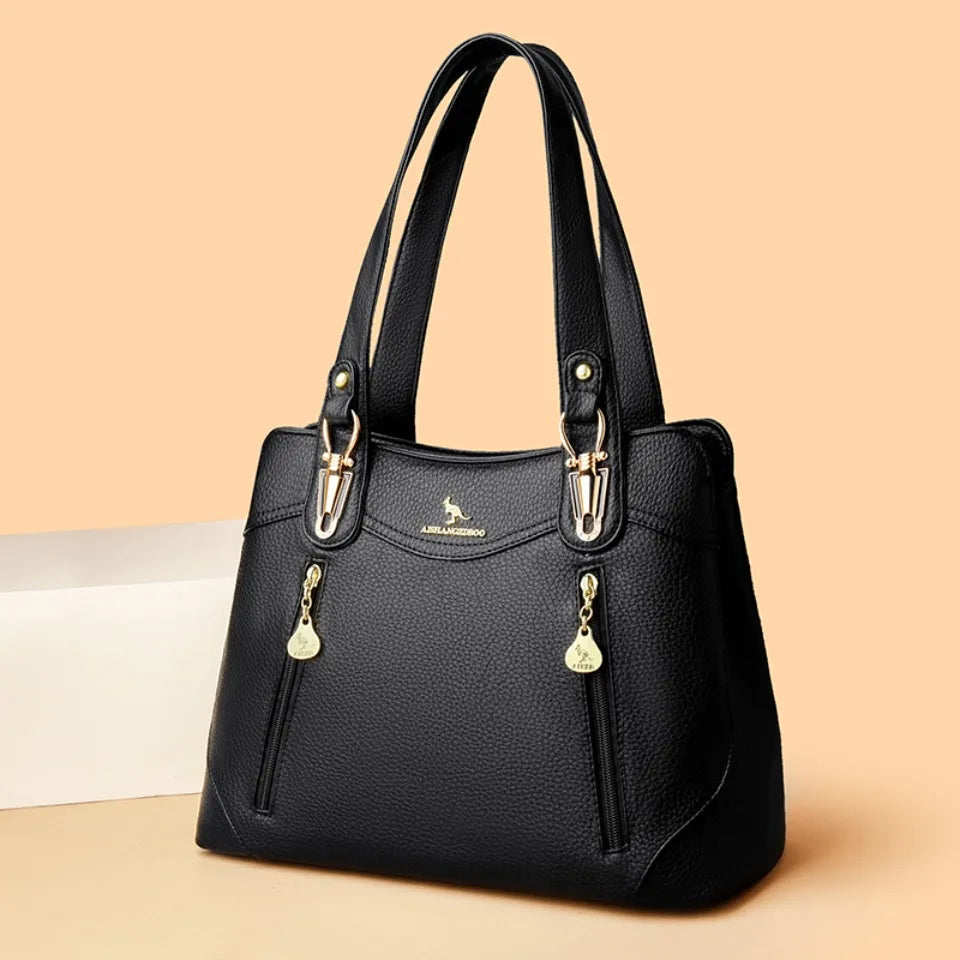 VANDERWAH Bark Pattern Microfiber Leather A4 Tote Bag – Luxury Designer Shoulder Handbag for Women