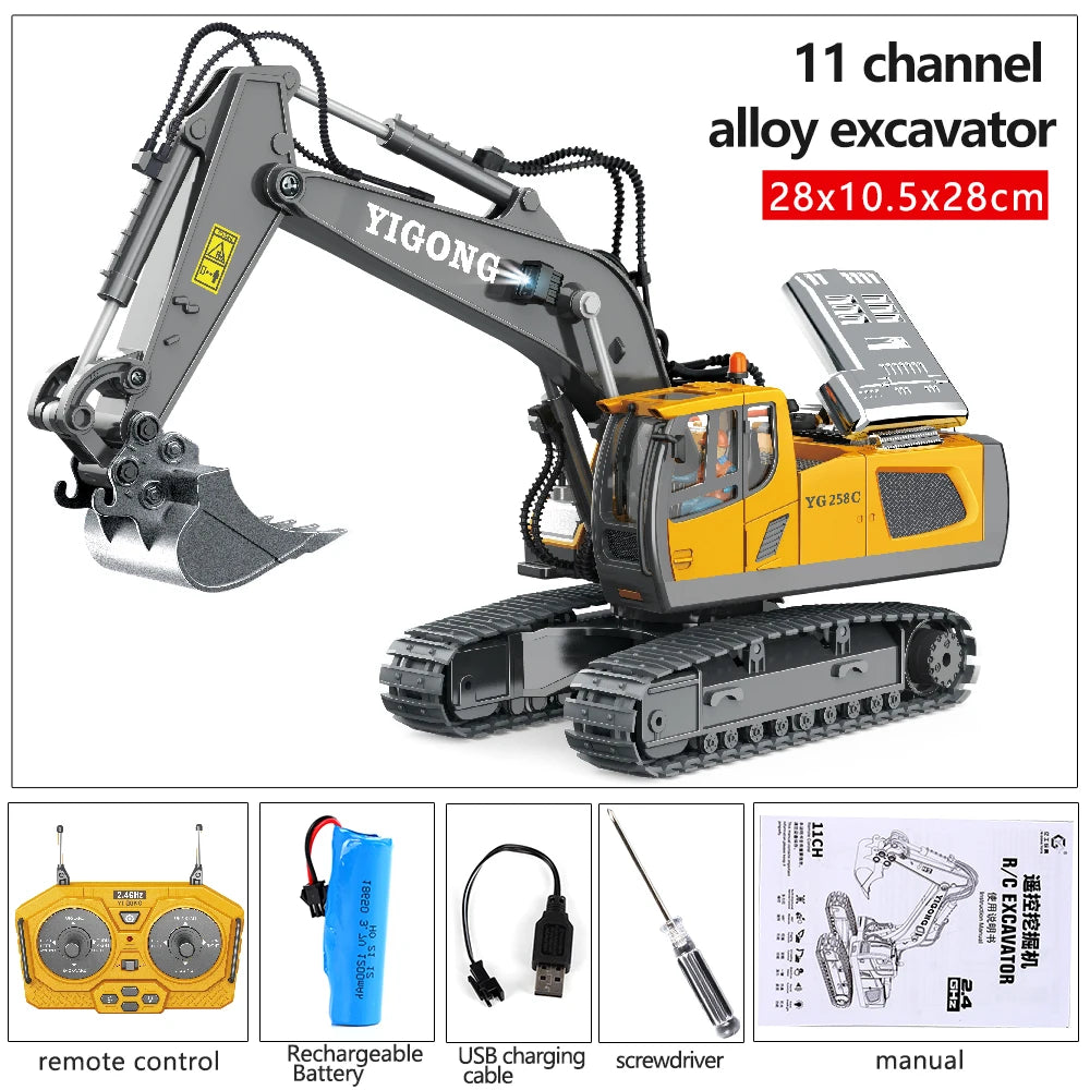 RC Excavator & Construction Toy Set – Remote Control Dump Truck & Bulldozer for Kids