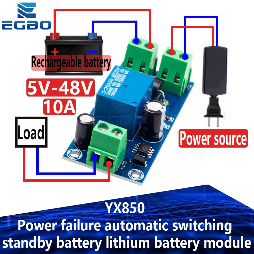 YX850 Power Failure Auto-Switching Standby Battery Module – DC 5V–48V Universal Emergency Converter