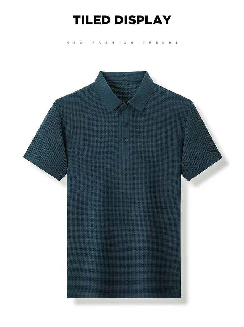 Men's Ice Silk Breathable Polo Shirt — Business Casual Short Sleeve Summer Top
