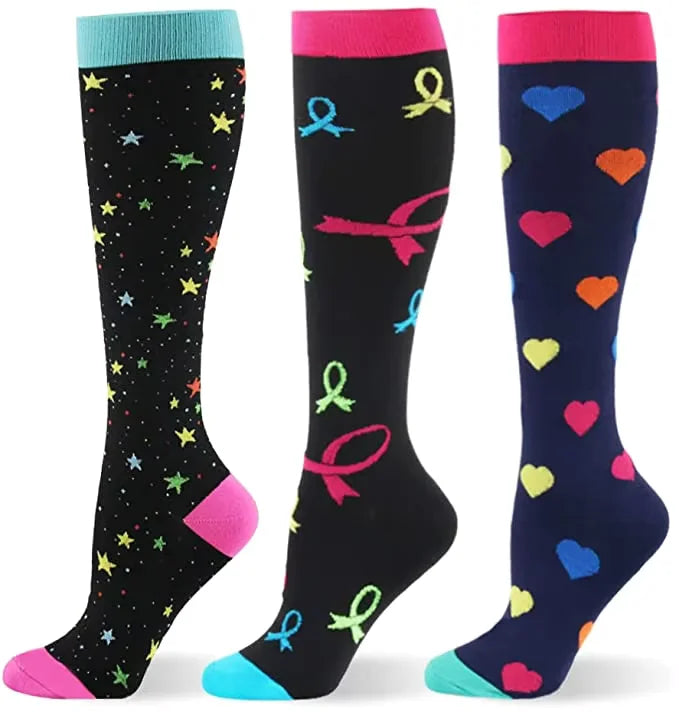 Knee High Compression Socks 20-30mmHg – 3 Pairs for Diabetes, Varicose Veins, Edema, Nurse & Running