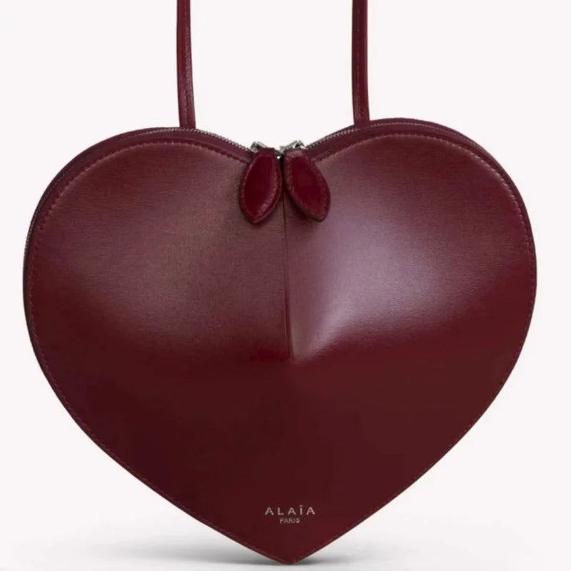 Genuine Leather 3D Heart-Shaped Shoulder Bag – Niche Style Crossbody Underarm Bag for Women