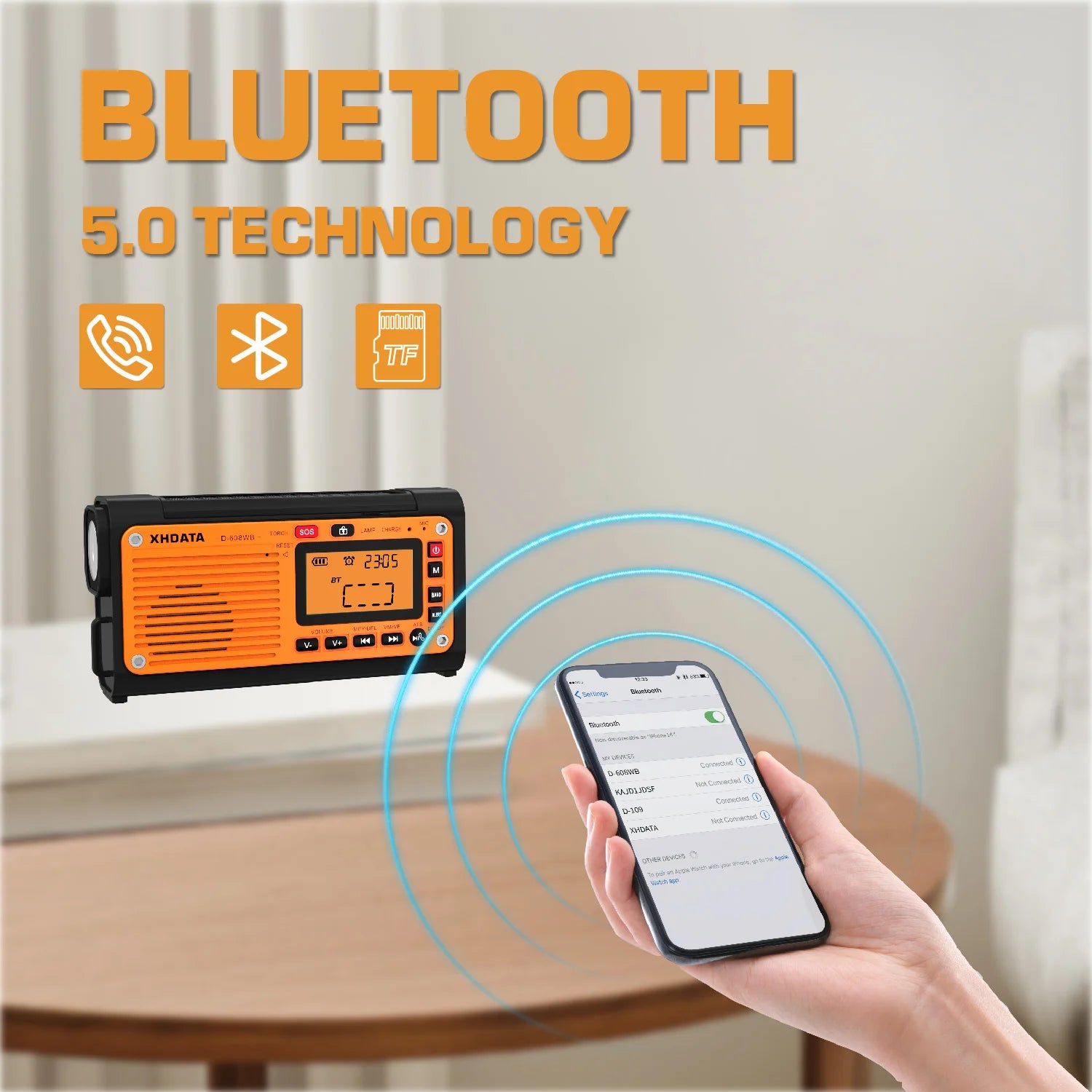 XHDATA D-608WB Emergency Crank Weather Radio — NOAA, Solar & Hand Crank Powered