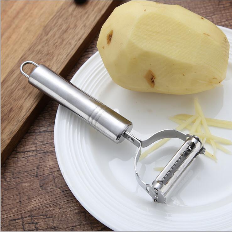 Peel & Grate in One Tool — Stainless Steel 2-in-1 Julienne Peeler & Grater | Potato, Cucumber, Carrot, Dishwasher Safe, 18cm