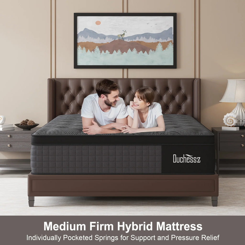 10"/12"/14" Gel Memory Foam Pocket Spring Hybrid Mattress – Medium Firm, Twin to King, Boxed