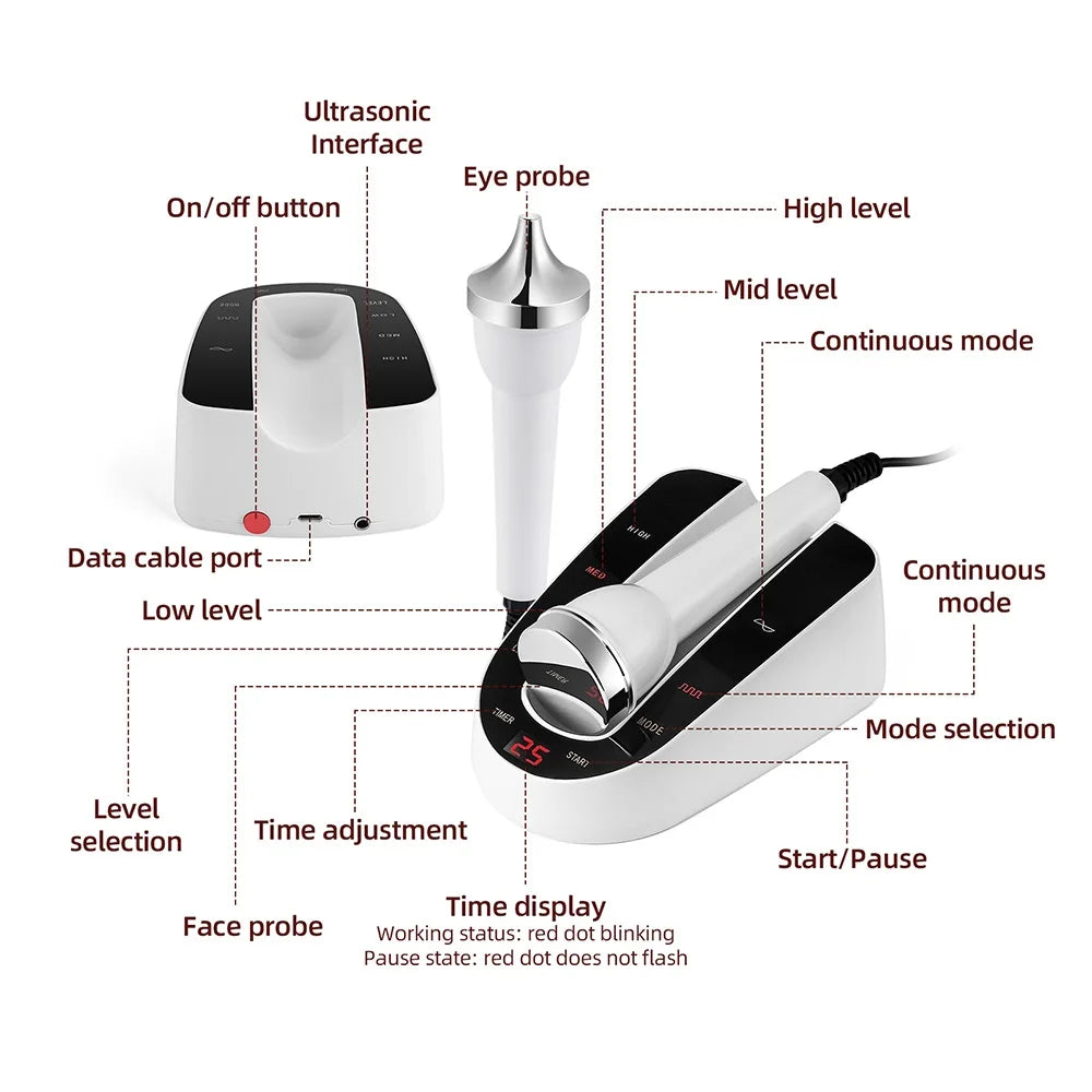 1MHz Ultrasonic Facial Beauty Machine – Lifting, Anti-Aging, Skin Tightening & Eye Care SPA Device