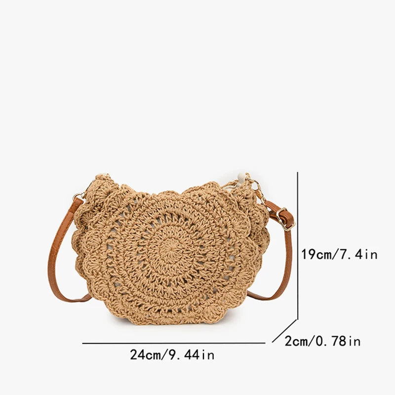 Vintage Woven Cotton Saddle Crossbody Bag – Boho Beach Shoulder Bag for Women