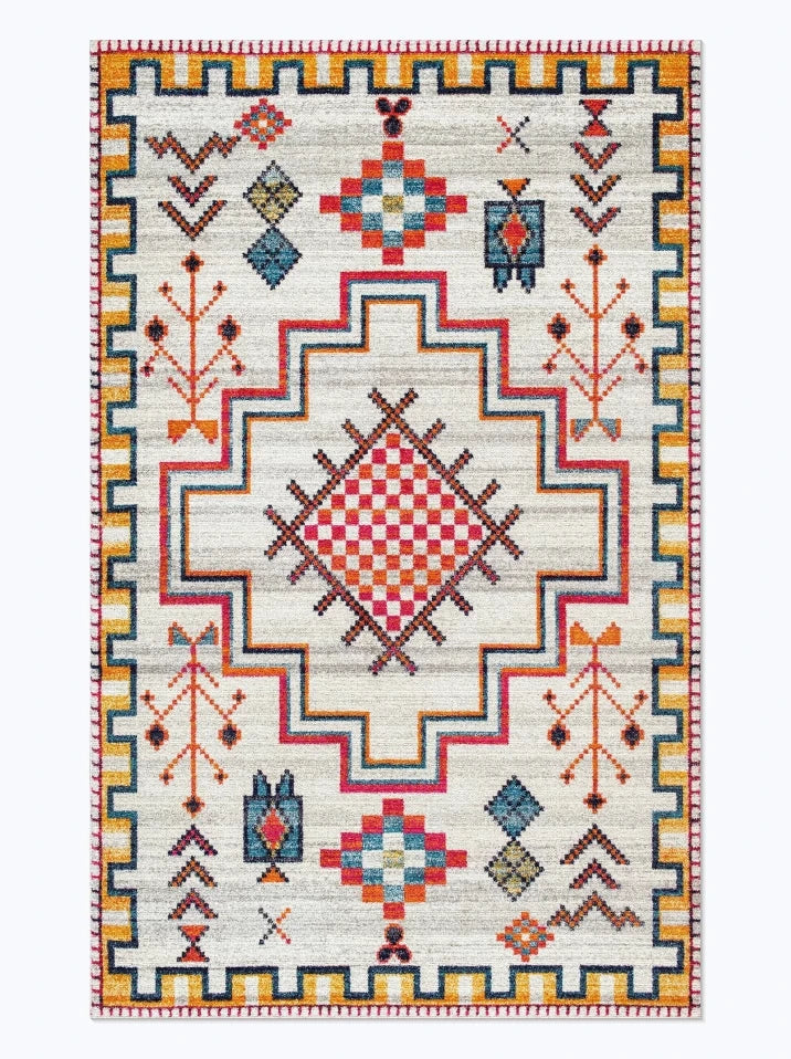 American Retro Style Large Area Rug – Anti-Slip Washable Carpet for Living Room & Bedroom