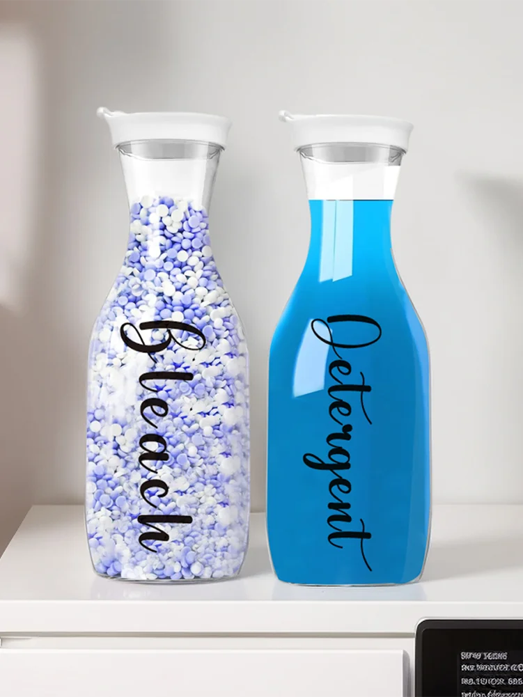 Organize Your Laundry Room in Style — Refillable Detergent & Softener Dispenser Set | 2pcs, 1000ml Each, Clear Plastic, Labels Included