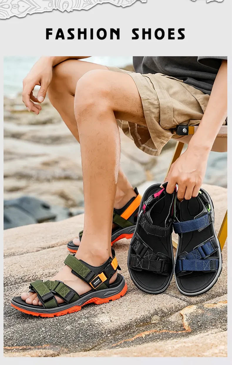 Men's Casual Outdoor Sport Sandals — Adjustable Ankle-Wrap Beach & Hiking Sandals