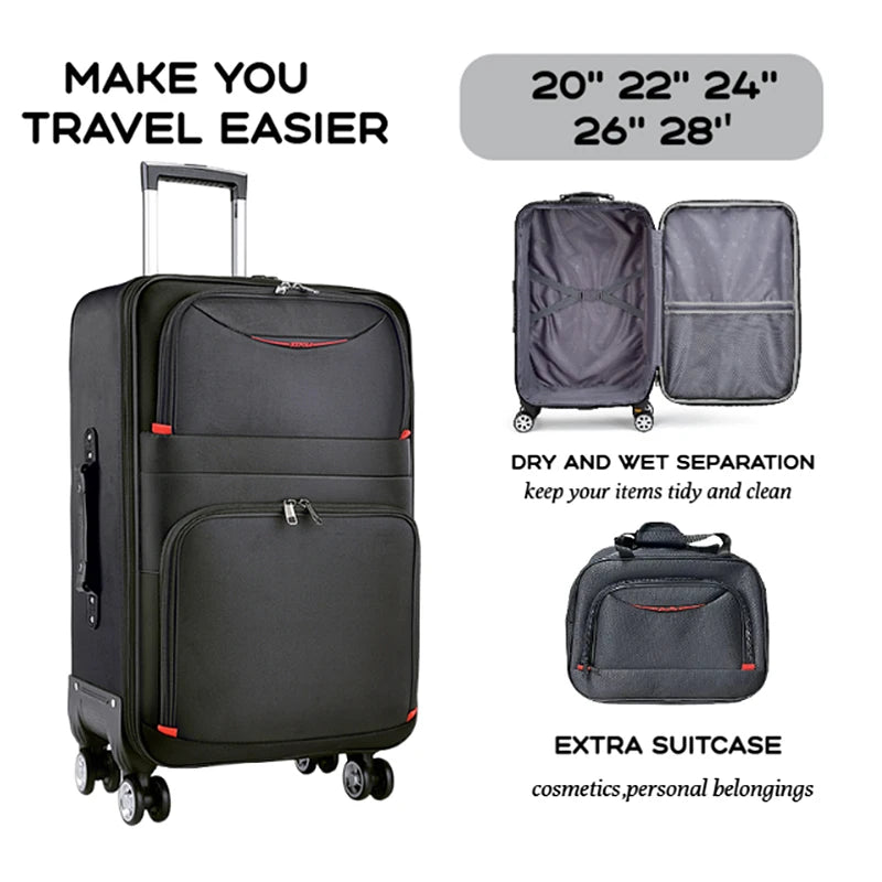 Women's Oxford Luggage Set — Large Capacity, 20"-28"