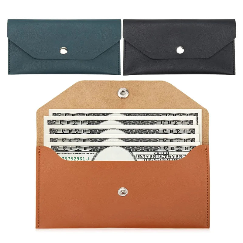 Ultra-Thin Cash Envelope Wallet – Waterproof PU Leather Money Organizer & Card Holder