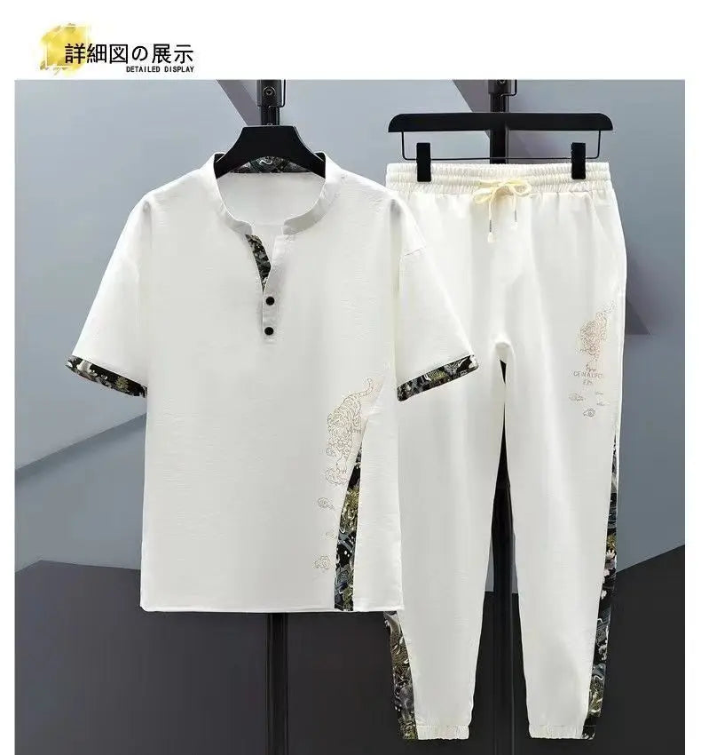 Men's Cotton Shirt & Trousers 2-Piece Set – High Quality Summer Fashion Suit M–4XL