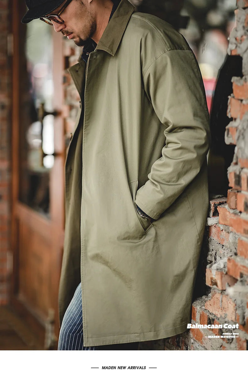Men's Workwear Trench Coat – Loose Fit Cotton Chore Jacket