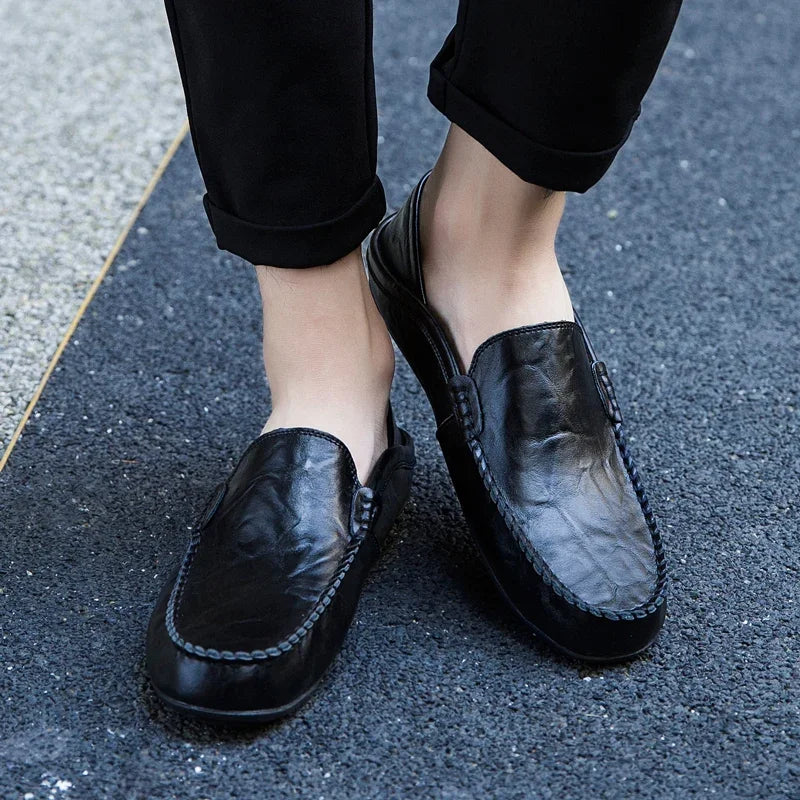 Men's Cow Leather Slip-On Boat Loafers