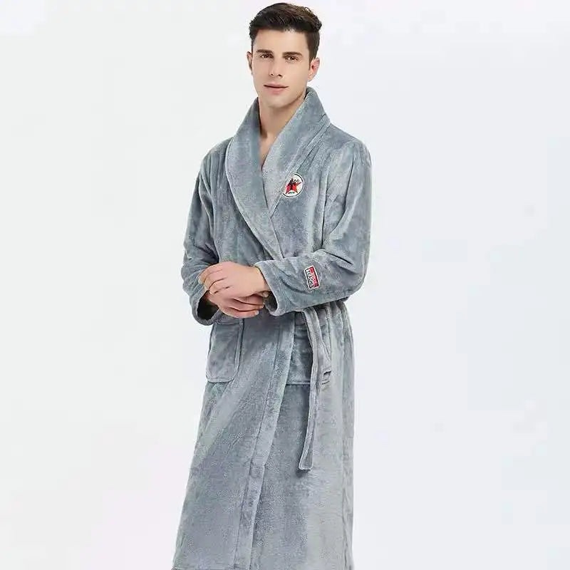 Men's Thick Warm Terry Fleece Bathrobe | Long Couples Dressing Gown