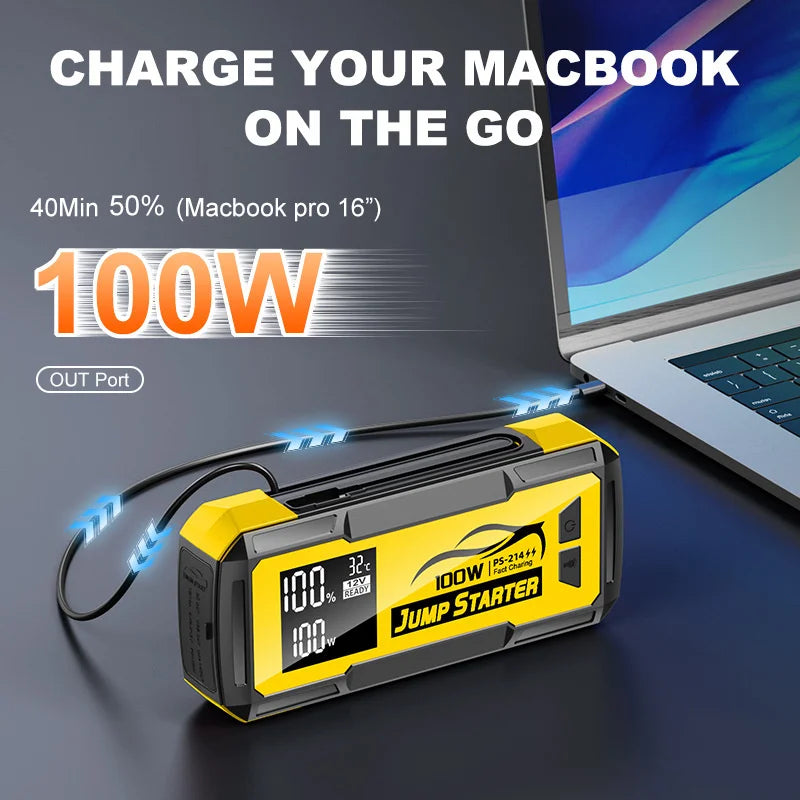 32000mAh Car Emergency Jump Starter — Portable Battery Booster with Power Bank