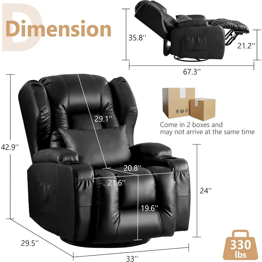 Dual-Motor Power Recliner with Heat & Massage