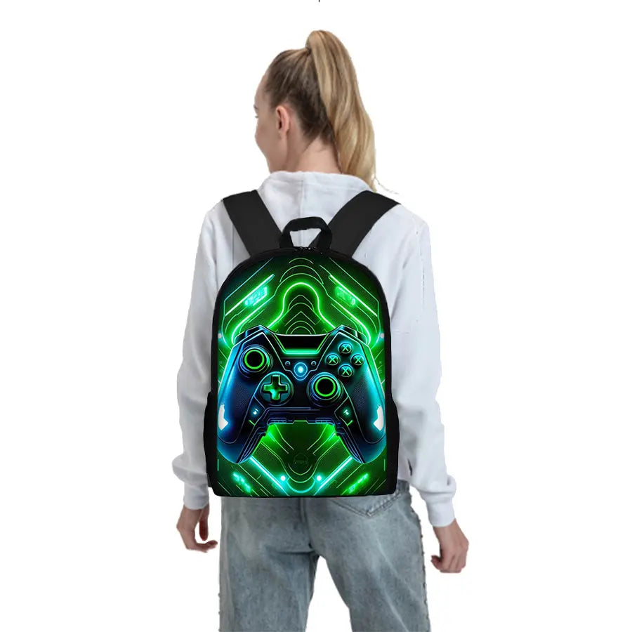 Game Console 3-Piece Kids Backpack Set – School Bag, Lunch Bag & Pencil Case