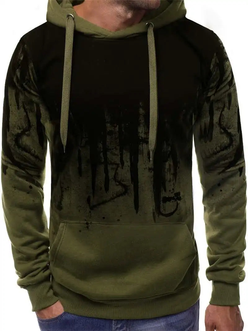 Men's Camouflage 3D Ink Print Hoodie & Jogger Pants Tracksuit Set – 2-Piece