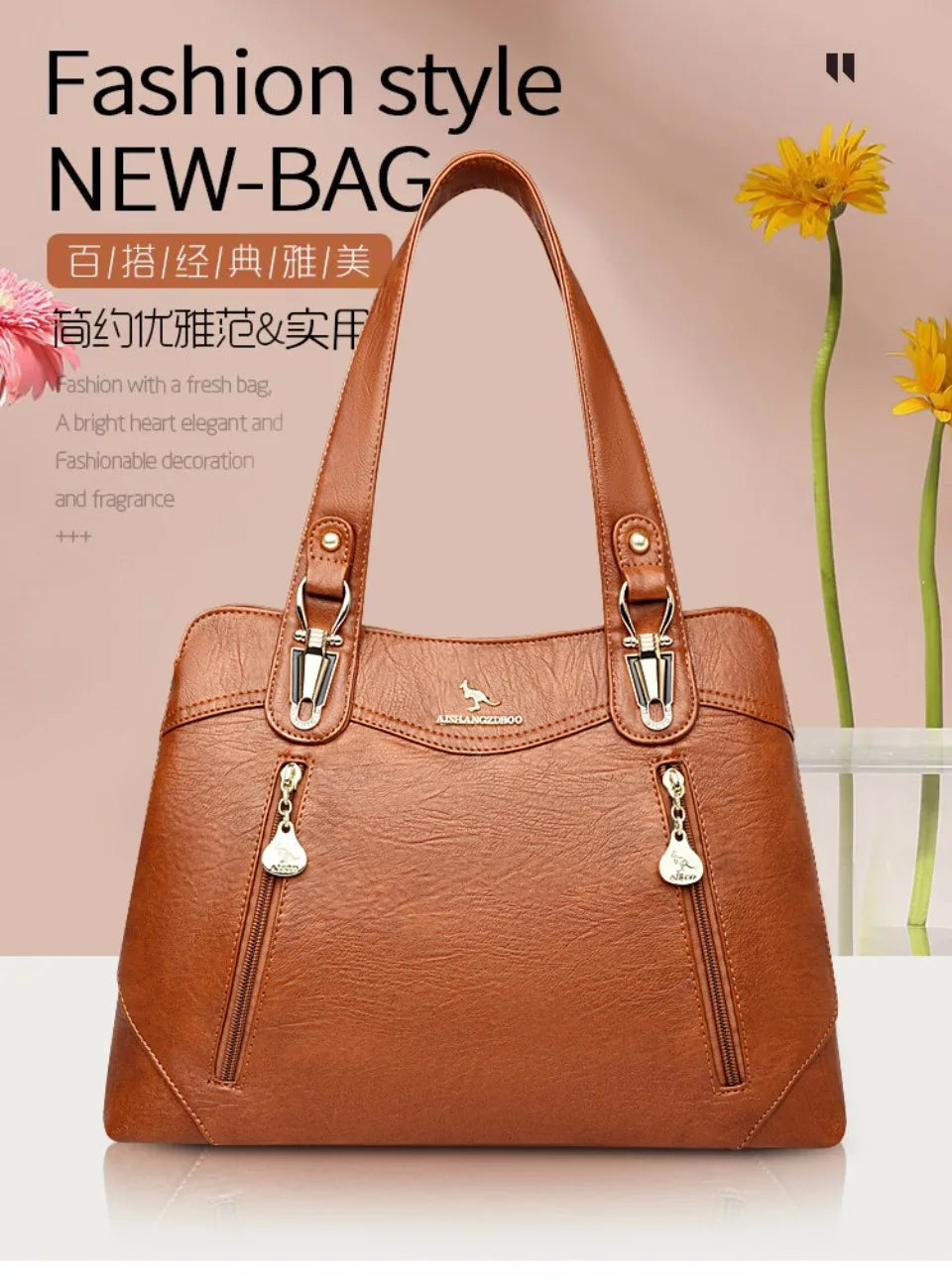 VANDERWAH Bark Pattern Microfiber Leather A4 Tote Bag – Luxury Designer Shoulder Handbag for Women
