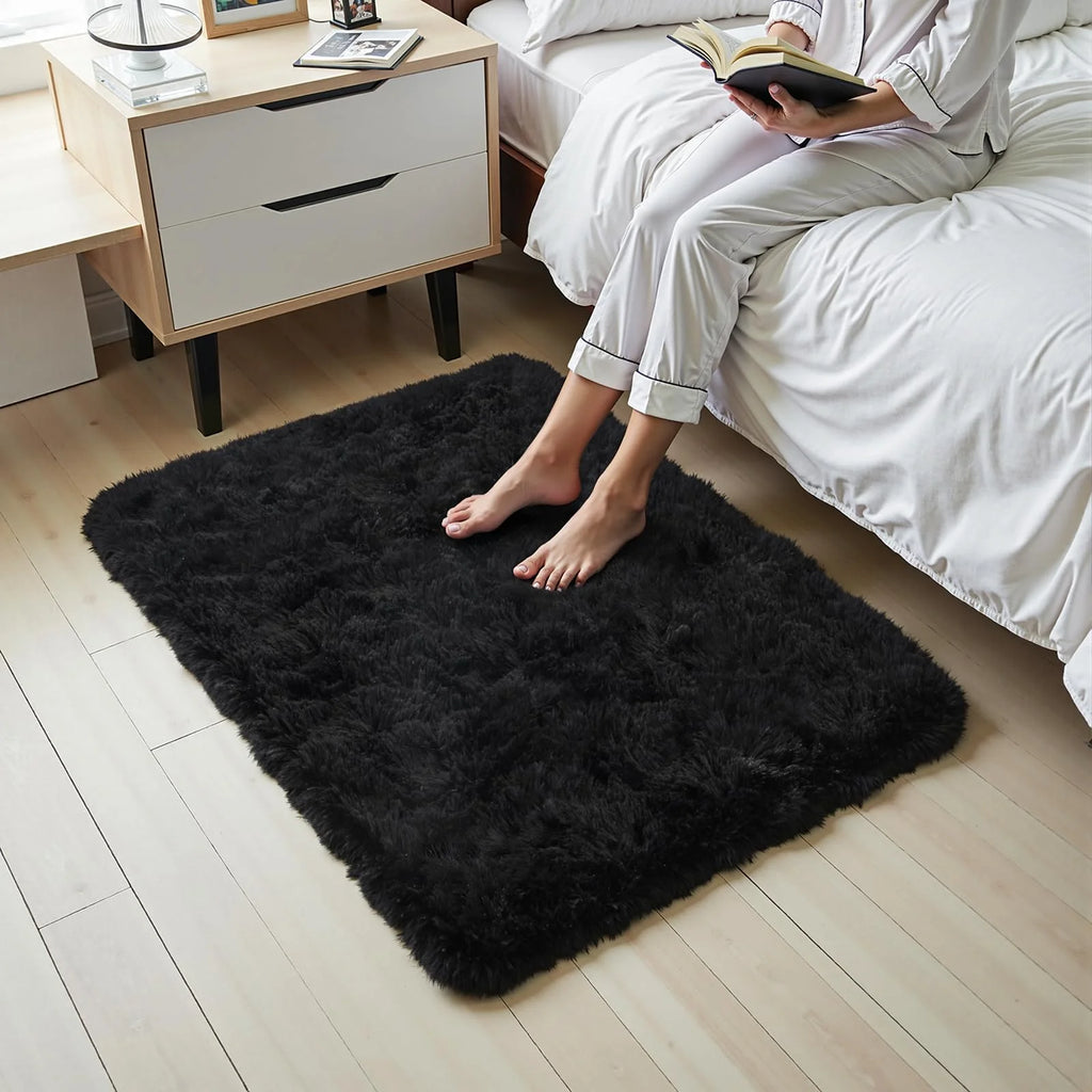 VIKAMA Tie-Dye Plush Carpet — Soft Fluffy Non-Slip Area Rug for Living Room, Kids Room & Baby Crawling