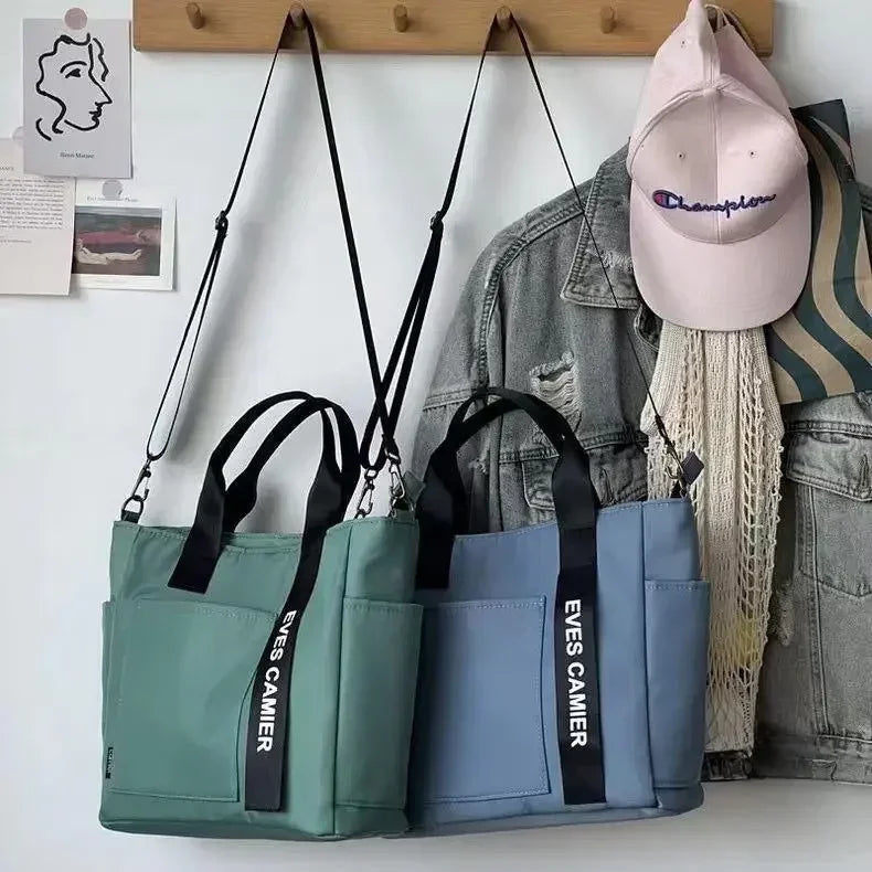 Large Capacity Nylon Canvas Tote Bag – Waterproof Shoulder Bag & Messenger for School & Daily Use