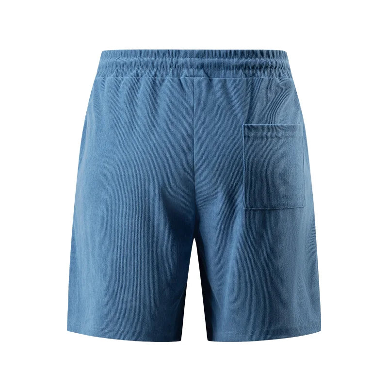 Men's Corduroy Stretch Letter Print Shorts — Casual Textured Shorts