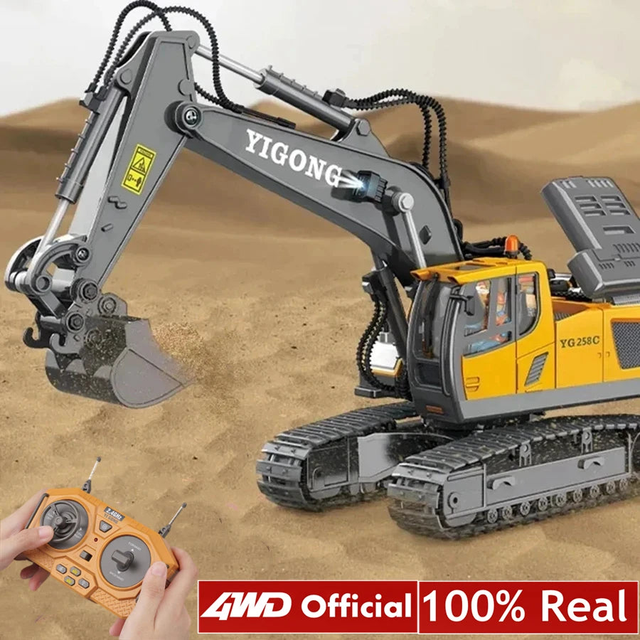 1:20 Scale 4WD RC Excavator Dump Truck Bulldozer – Alloy Construction Vehicle with Lights & Sound