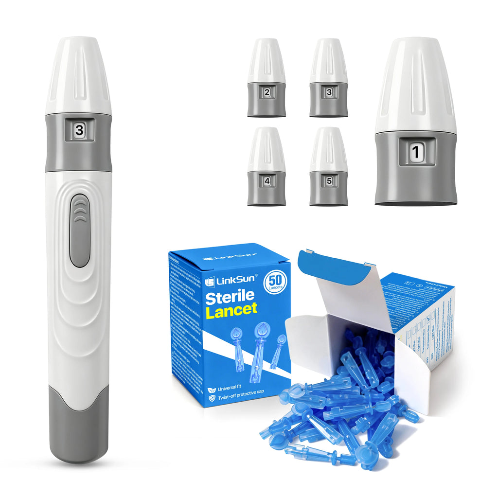 Adjustable Lancet Pen – Blood Sampling Lancing Device for Diabetics with 50 Lancets
