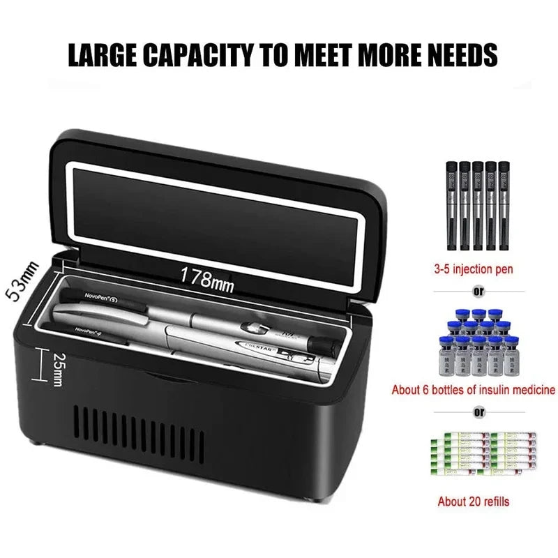 Portable Insulin & Hormone Medication Cooler – Mini Medicine Fridge for Home, Travel & Car