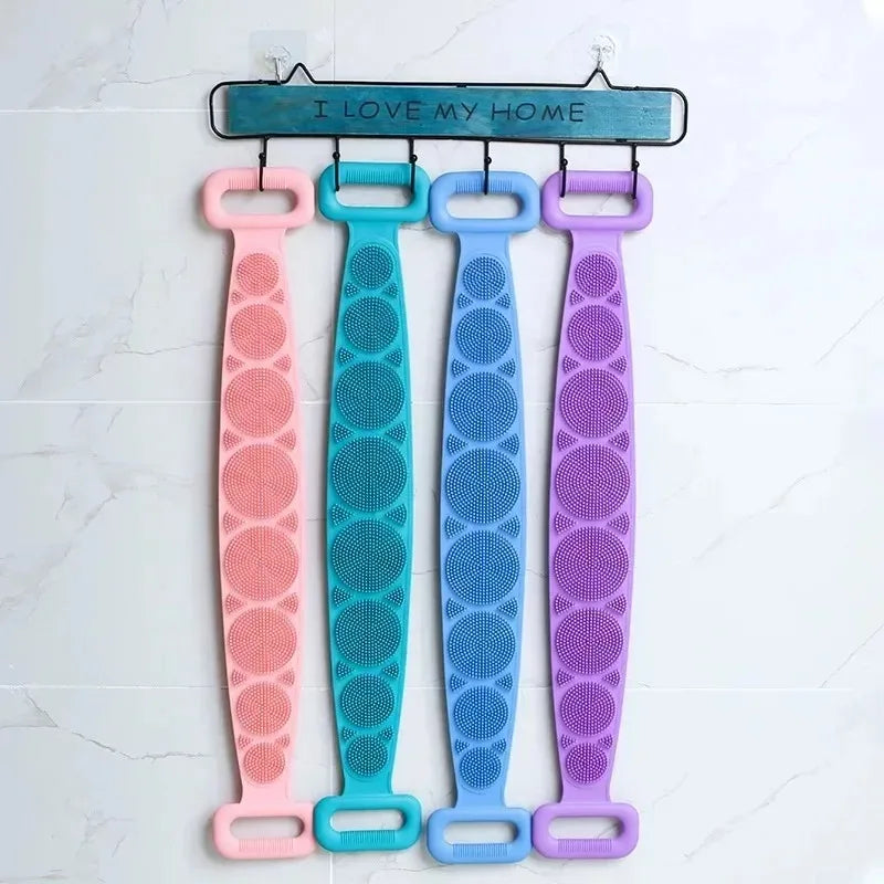 Silicone Back Scrubber Belt – Body Exfoliating Shower Brush & Massage Strap, 60cm