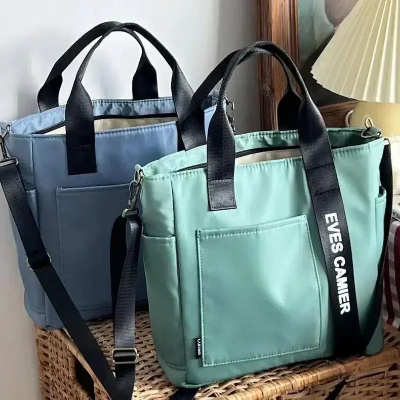 Large Capacity Nylon Canvas Tote Bag – Waterproof Shoulder Bag & Messenger for School & Daily Use