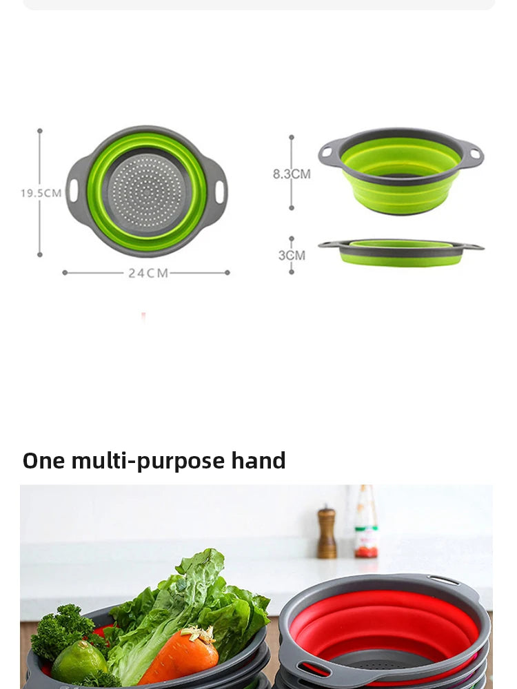 Foldable Silicone Colander Drain Basket — Collapsible