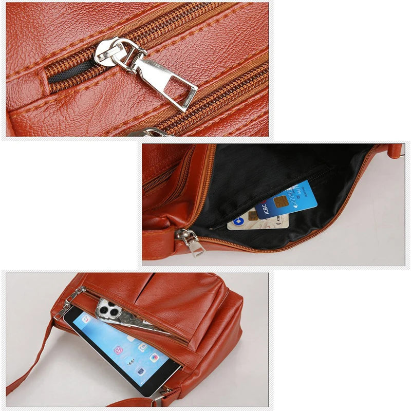 Korean Soft Leather Crossbody Shoulder Bag – Luxury Designer Tote for Women