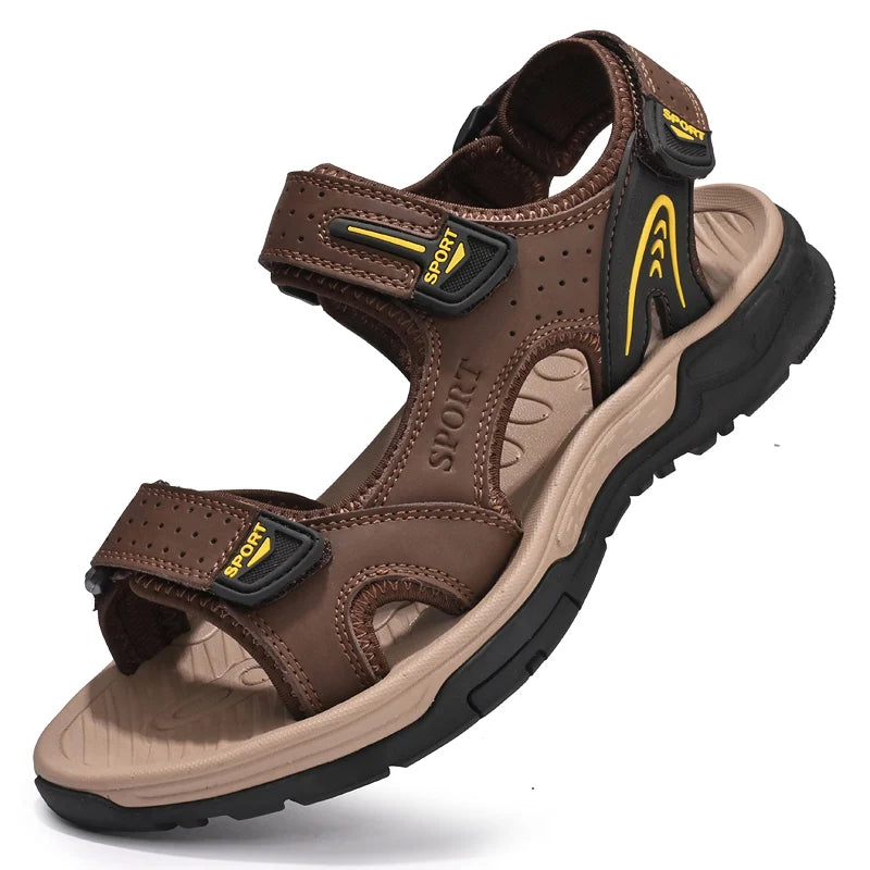 Men's Casual Leather Beach Sandals – Lightweight Gladiator Style