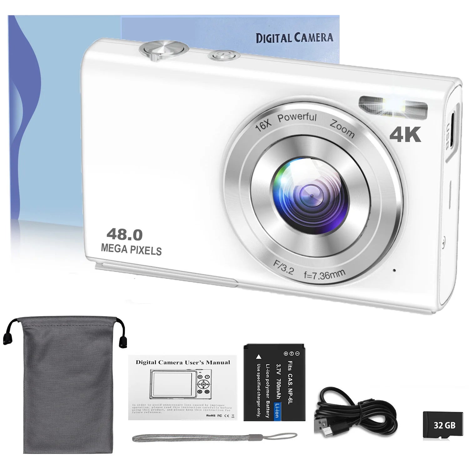 4K Digital Autofocus Vlogging Camera — 48MP with 2.8" Screen for Kids & Adults