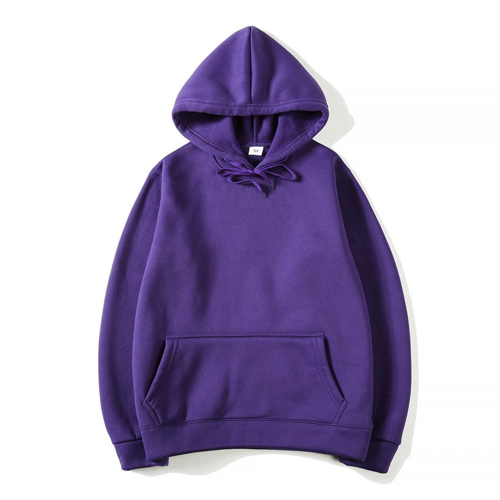 Unisex Oversized Pullover Hoodie Sweatshirt – Solid Color Casual Fleece for Men & Women