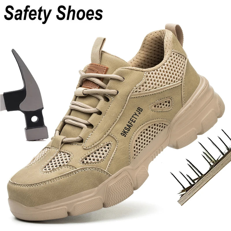 Steel Toe Safety Work Boots — Hollow Breathable Unisex Anti-Slip Construction Boots