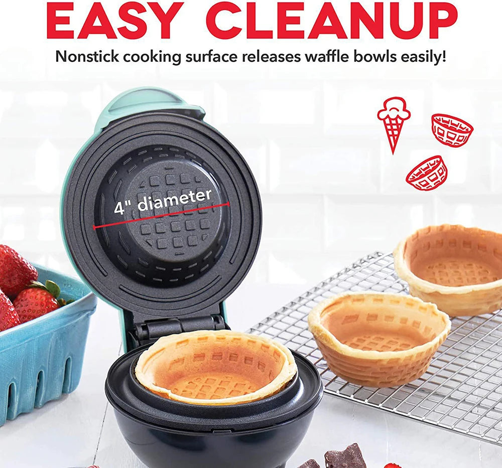 Mini Waffle Bowl Maker — 110V/220V Breakfast Machine for Egg Tart, Ice Cream & Egg Roll