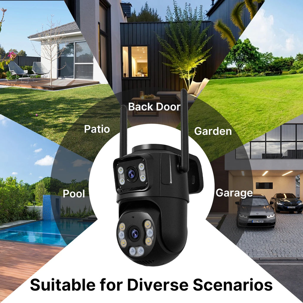 8MP Dual Lens WiFi PTZ Outdoor Security Camera – AI Auto Tracking, Color Night Vision, 2-Way Audio