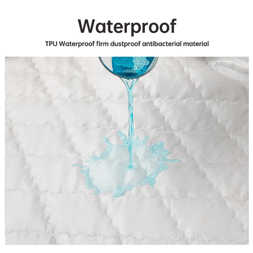 Waterproof Fitted Mattress Cover – Breathable Mattress Protector, Gray & White, Multiple Sizes