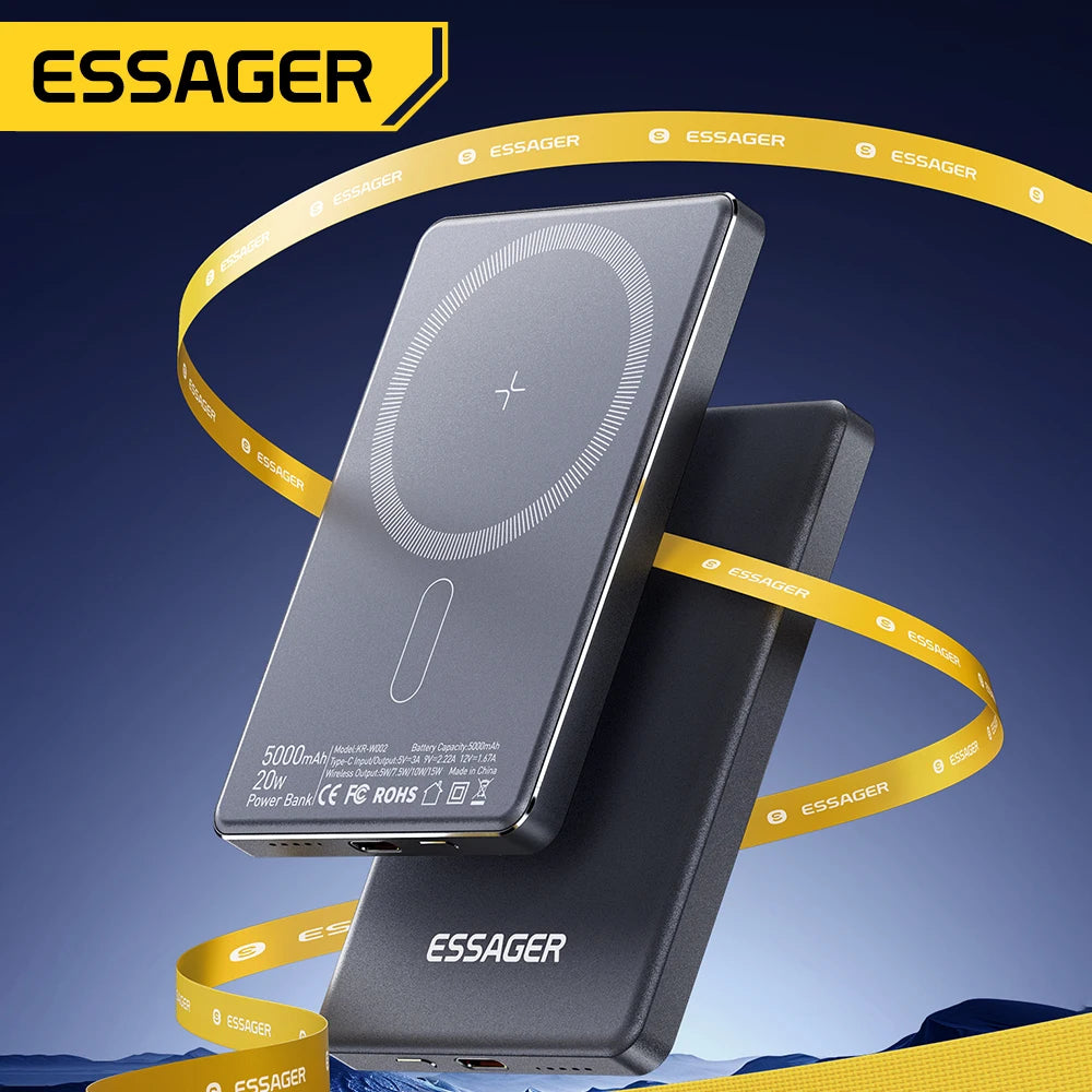 Essager Slim Wireless Power Bank — Magnetic MagSafe Compatible Portable Charger